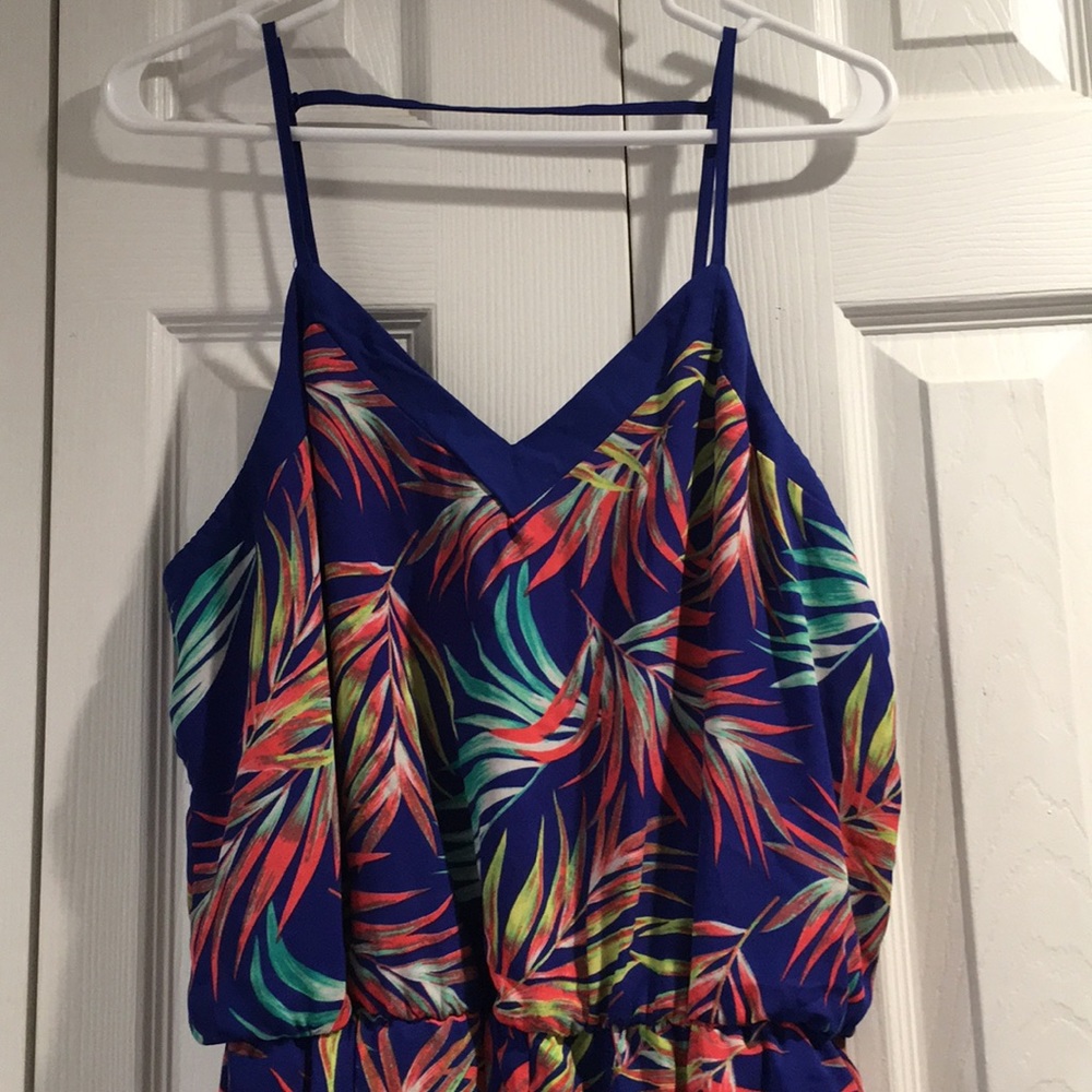 Tropical floral romper, size Large.
